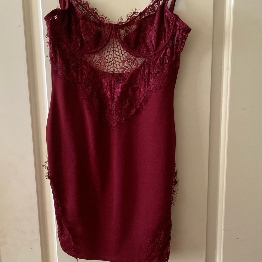Burgundy lace dress